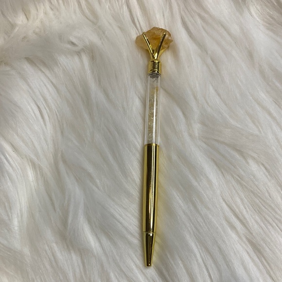 Gold Pen with citrine crystals - Picture 1 of 7